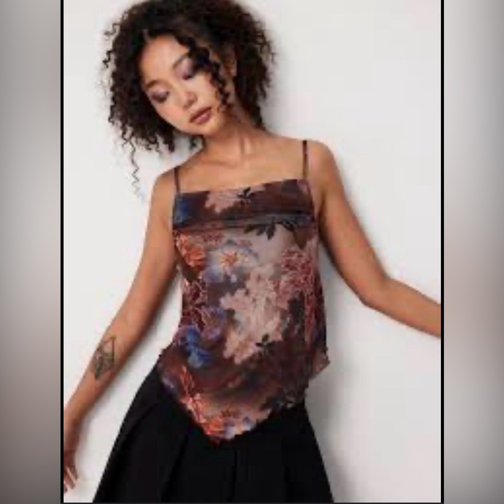 NWOT never worn Floral Mesh Cami Top